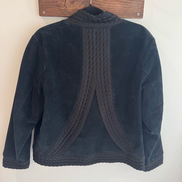 Vintage Coldwater Creek Black Suede Braided Wool Blend Jacket XL - Picture 6 of 7